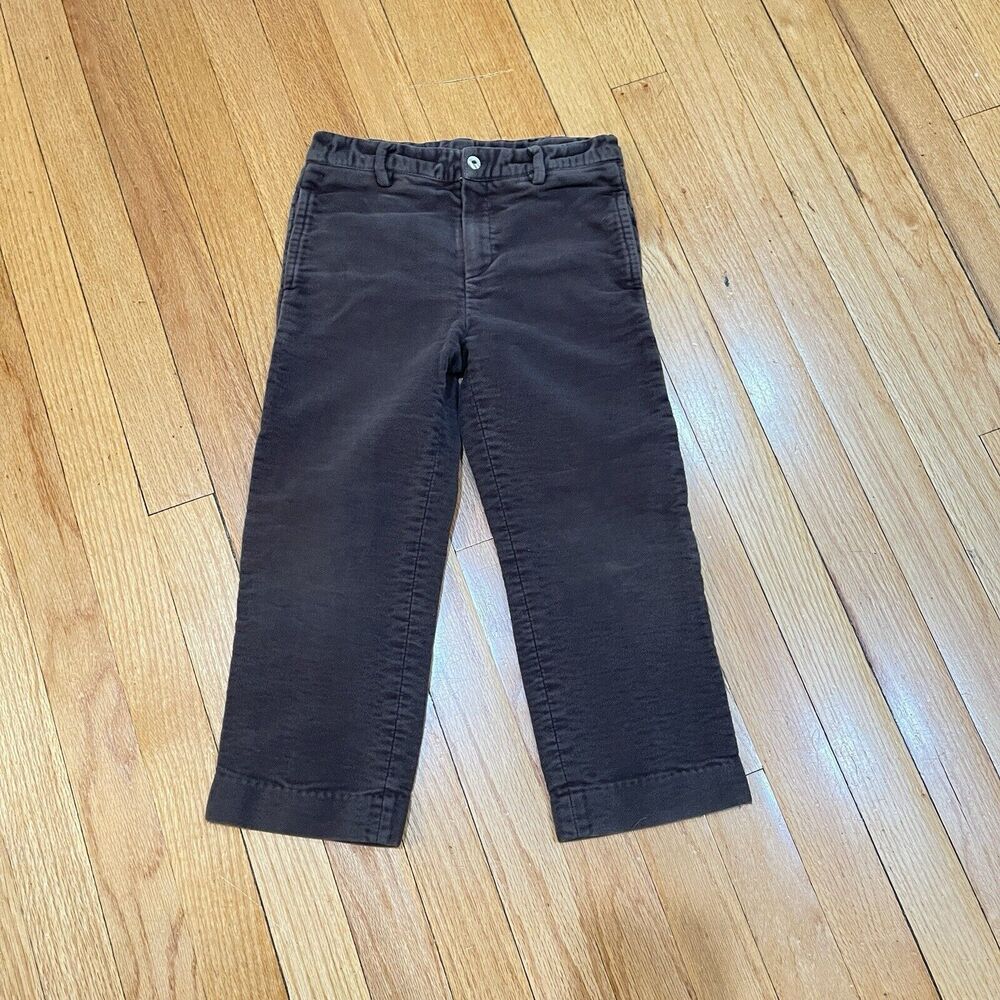 Papo d’Anjo Boys Preppy Chino Pants Size 5 Brown Cotton Straight Leg EUC